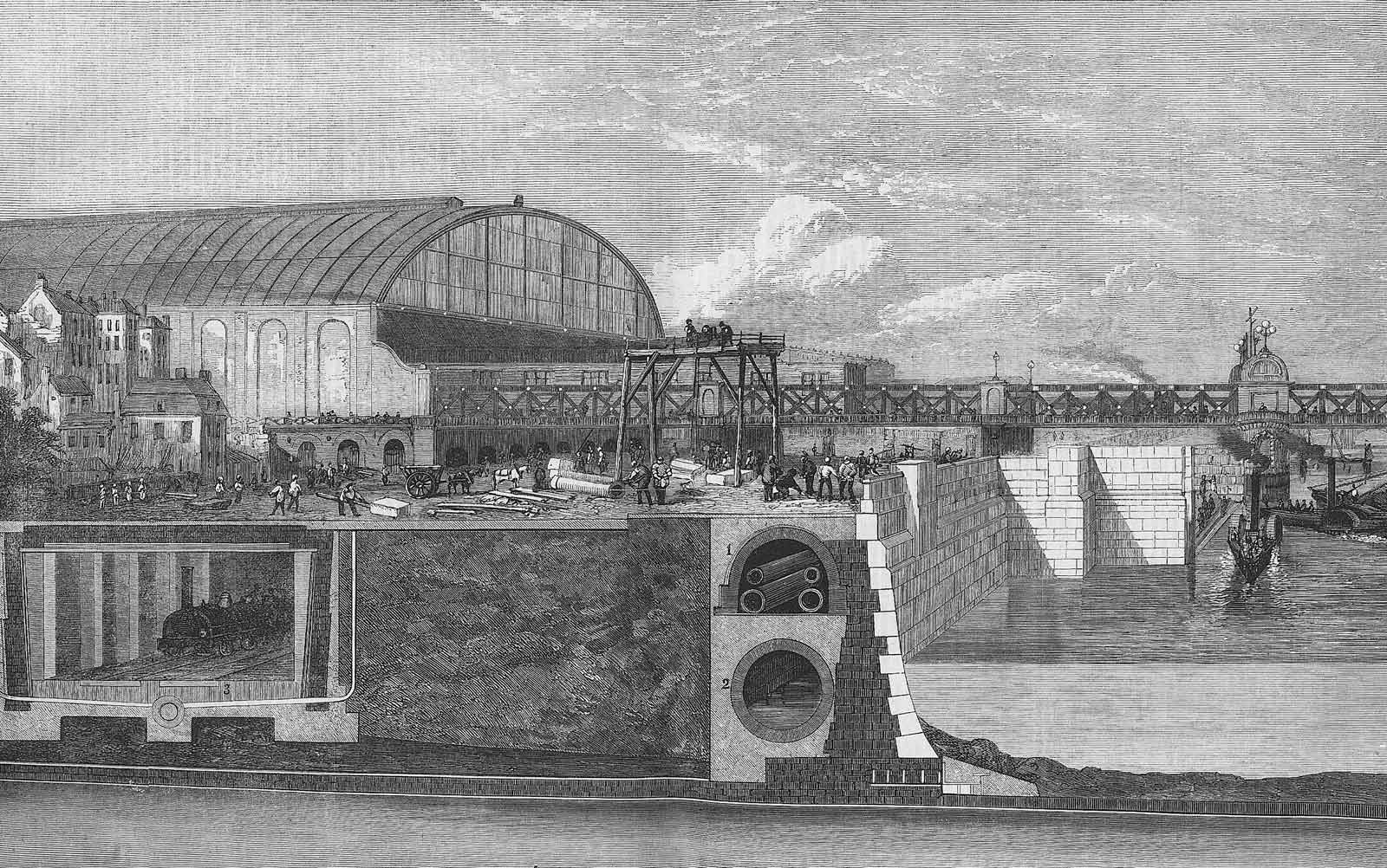 维多利亚堤岸的横截面，1867年。