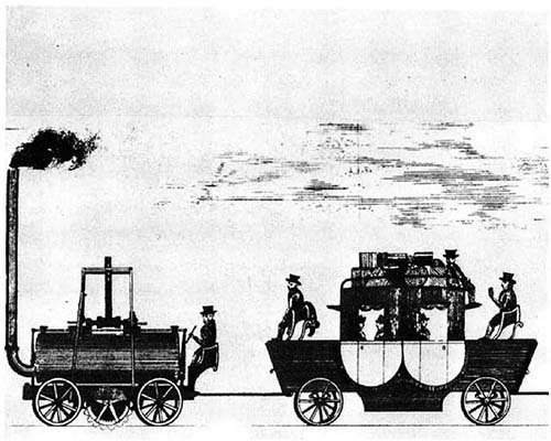 托马斯·格雷《关于一种通用铁轨道路的看法》中的插图（1825）